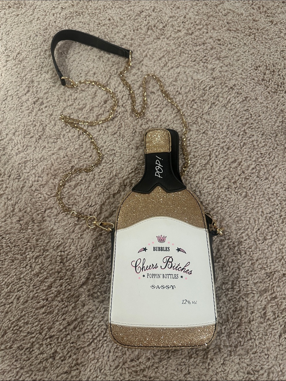 Cheers Bitches Champagne Bottle Crossbody Bag